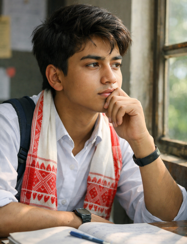 A thinking student about career.